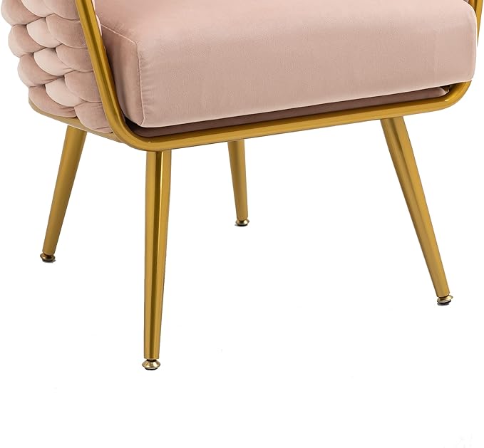 Velvet Accent Chair Modern Upholstered Armchair Tufted Chair with Metal Frame Single Leisure Chairs for Living Room Bedroom Office Balcony
