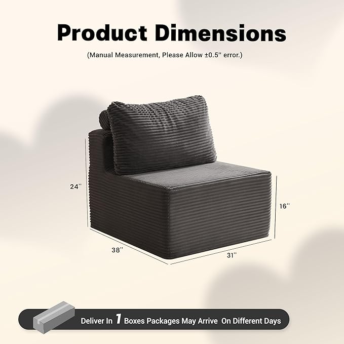 Cozy Single Seat Set of Comfortable Seating No Assembly Required Grey