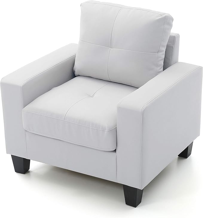 Stylish White PU Club Chair for Living Rooms &amp Bedrooms