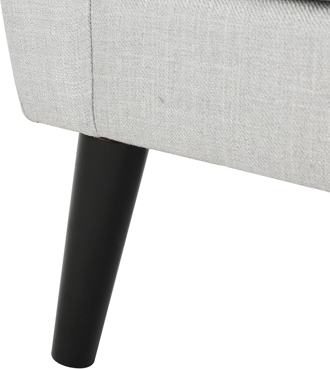 Christopher Knight Home Azhhc Vintage Club Chair Comfy Upholstered Fabric Living Room Accent Chair with Button Tufting Solid Birch Wood Legs for Living Room Office 34.5 H Light Gray