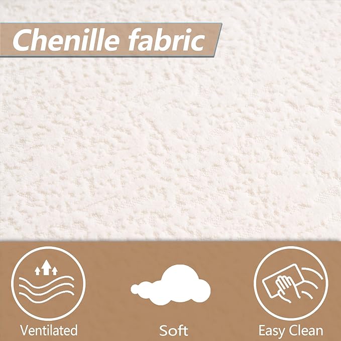 65” Cloud White Curved Couch&amp Loveseat Sofa with 3 Pillows Compression Couch with Round Armrest Suitable for Small Space Bedroom Living Room Memory Foam Chenille No Assembly (Cloud White)