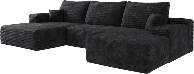 135 U Shaped Sectional Couches for Living Room Oversized Modular Sofa with Ottoman and L-Shape Couch Deep Seat Cloud Boneless Couch with Chaise No Assembly Required