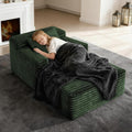 45'' Chaise Lounge Chair Indoor Corduroy Upholstered Boneless Sofa Bed Deep Seat Sleeper Couch Reading Chairs Small Comfy Cloud Sofas Couches for Living Room Bedroom Movie Room (Green)