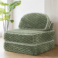 COLAMY Folding Sofa Bed 3-in-1 Convertible Sleeper Chairs with PillowBack Support Fuzzy Fabric Floor Couch Bed for Adults Boneless Couches Living Room Bedroom Apartment Green