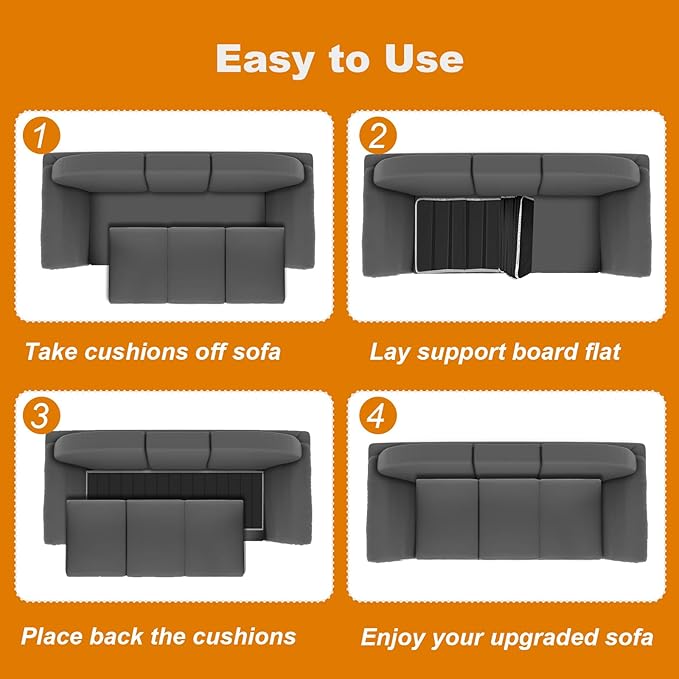 VERONLY Heavy Duty Couch Cushion Support Board to Fix Sagging Sofas 17x66 Sofa Thick Boards Add Strong Seat Supports Stays in Place Replacement Stuffing Under Couches Black