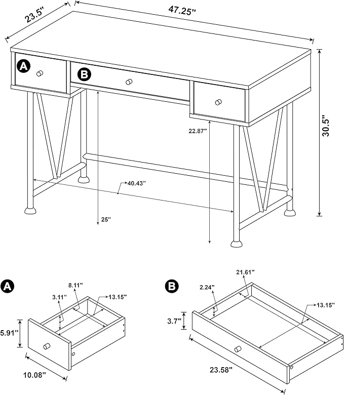 Coaster Home Furnishings - Analiese - Metal and Wood - 2-Piece Computer Desk and Bookcase Set with Three Storage Drawers Four-Shelf Bookcase - Farmhouse - Home Office - Rustic Nutmeg - 801541-S2