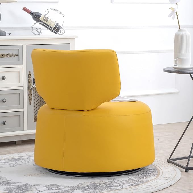 Modern Yellow Faux Leather Swivel Accent Chair 29 Width Armless 360 Degree Swivel Comfortable &amp Stylish Perfect for Living Room &amp Office