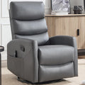 Swivel Recliner with Heat and Massage Rocker Recliner Chair for Living RoomGlider Recliner Nursery Chair with Black Metal Base/Adjustable Backrest and Footrest (PU Leather Grey3)