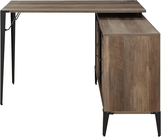 48 Gray Oak &amp Black Writing Desk - Modern Home Office Workstation