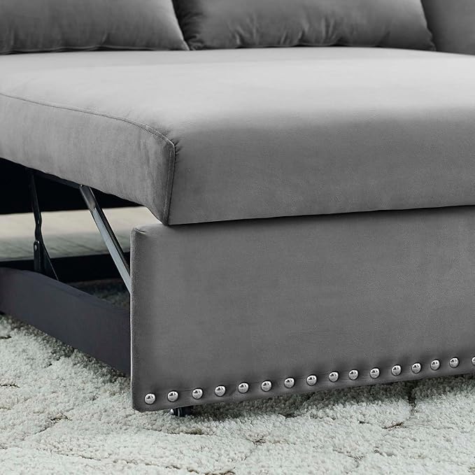 3 in 1 Convertible Sleeper Sofa Bed 55Compact Pull Out Couches with lumbar pillows &amp Storage pocket &amp USB Ports Adjustable Backrest Comfy Velvet Loveseat Sofas for Living Room Small Space