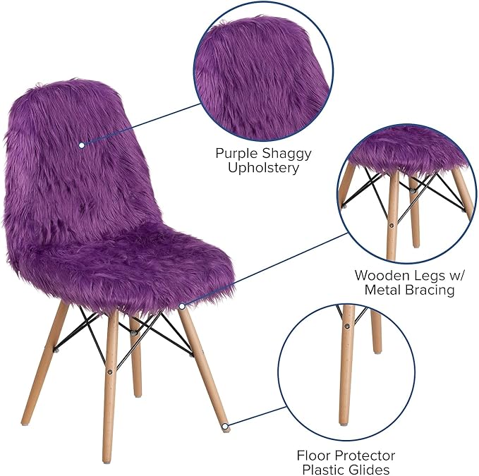 Flash Furniture Dinings 1 Pack Sponge Fabric Steel Beechwood Purple