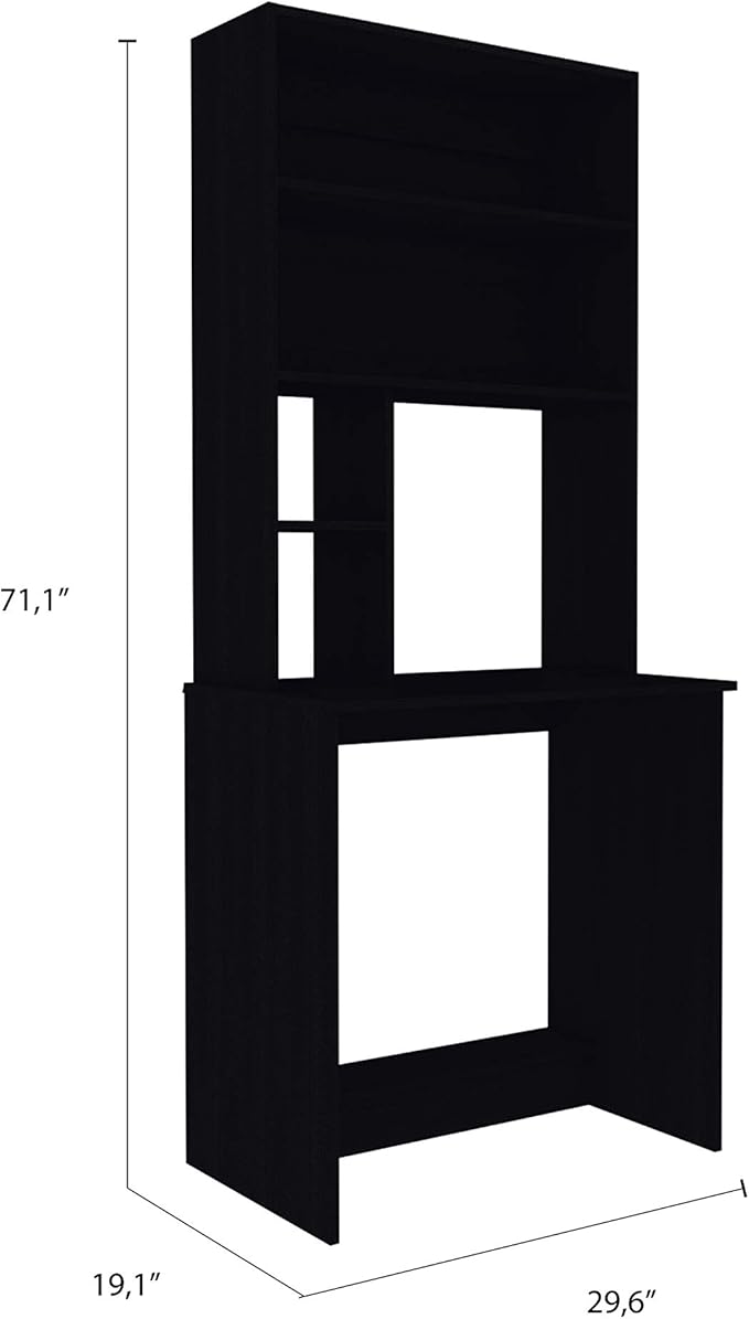Computer Desk with Hutch and Bookshelf 29.6 Inch Study Writing Desk Study Table with Storage Shelves Modern Gaming Desk Home Office Desk Laptop Notebook PC Workstation Black