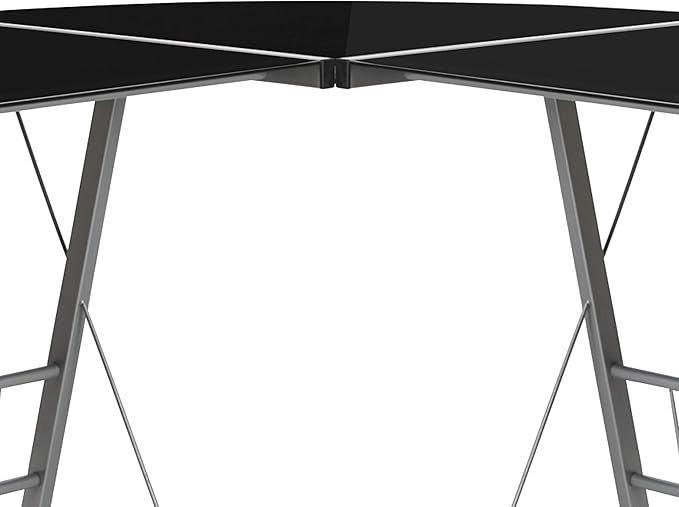 EMMA + OLIVER L-Shaped Computer Corner Glass Desk Gaming Desk Home Office Corner Desk Black