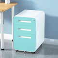 Metal Office Storage Cabinet with 3 Drawers Vertical Printer Cabinet for Office Supplies and File Storage Filing Organizer for Home Office 5 Wheel Design Green