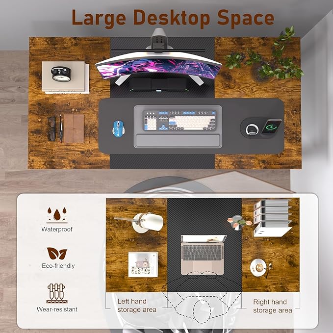 AZN Office Desk Office Desk 47'' Carbon Fiber Desktop Computer Desk 24'' Wide Computer Desk w/Large Legroom Home Office Desks for Work Writing Study Gaming Waterproof &amp Scratch-Resistant Surf