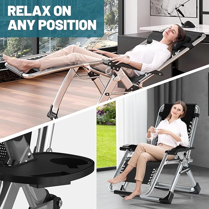 MOPHOTO Comfy Folding Chair for Living Room Foldable Recliner Chair Lounge Chairs with Mattress for Indoor Outdoor Leisure Chair Adjustable Reclining Chairs for Adults