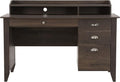 LOKATSE HOME Executive Computer Wood Desk with Drawers Home Office Writing Study Desks with Hutch