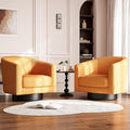 360° Swivel Accent Chairs Set of 2 Modern Bucket Chair Corduroy Barrel Armchair Comfy Boucle Chair Single Sofa for Living Room Bedroom. Orange