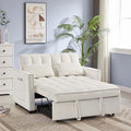Sleeper Sofa Couch w/Pull Out Bed 53 Modern Velvet Convertible Sleeper Sofa Bed Small Love seat Sofa Bed with 2 Pillows &amp Side Pockets for Small Space Living Room Apartment Off White