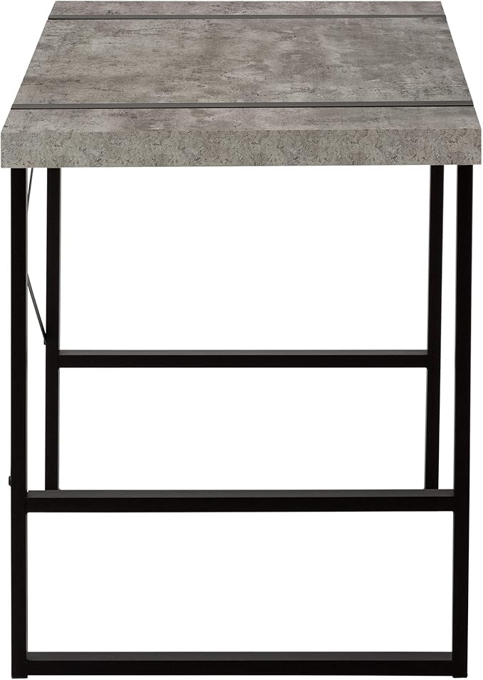 Penau Industrial Computer Desk for Home Office Contemporary Grey Laminate with Black Metal Legs 49 Inches Long