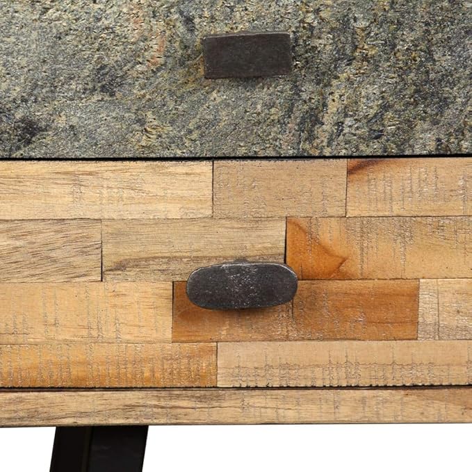 Vintage-Style Writing Computer Desk with 4 Drawers and Metal Legs Home Office Desk Writing Study Table PC Desk Workstation for Bedroom Solid Reclaimed Teak 43.3x19.6x29.9