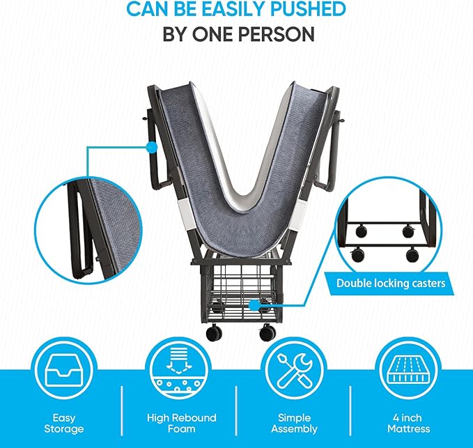 PUREMIND Folding Bed with 5'' Mattress for Adults Rollaway Sofa for Adults with Basket Dustproof Bag &amp Head Baffle Upgrade Single Portable Foldable Bed with Metal Frame &amp Swivel Wheels
