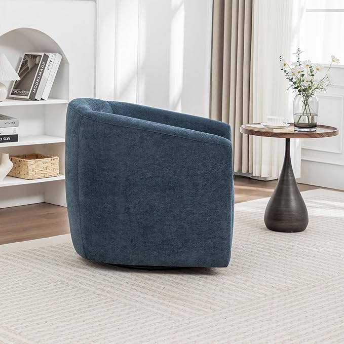 MINCETA Swivel Accent ChairModern Barrel Chair 360 Swivel Accent Armchair with UpholsteredComfy Round Club Chairs for Living RoomBedroom Study RoomSet of 1Fabric in Navy