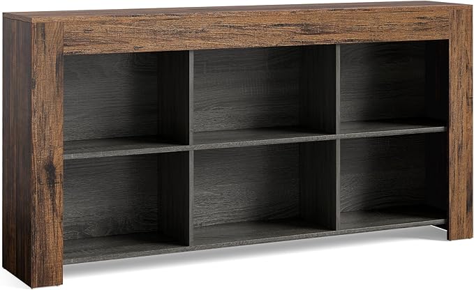 LITTLE TREE TV Stand with Storage 63-Inch Entertainment Center with Shelves Modern Media Console for Television up to 65 for Living Room Bedroom Brown + Black