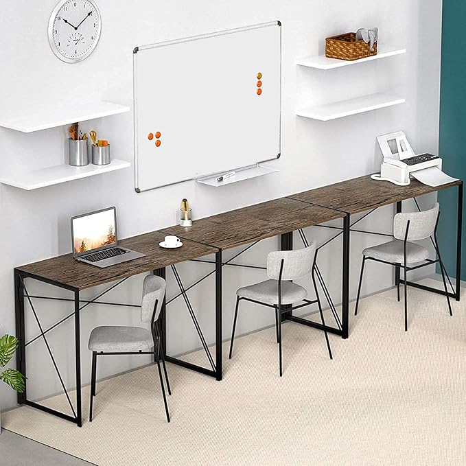 Garden Elements Modern Small Folding Computer Desk Portable Space-Saving Home Office Desk with Sturdy Metal Frame Brown 39