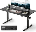 FEZIBO Standing Desk 63×28 Inches Electric Height Adjustable Sit Stand Up Computer Office Desk with Splice Board Black Frame/Black TOP