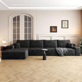 136 Sectional Couches for Living Room Modern Modular Sofa with L-Shape Couch Upholstered Boneless Sofa Deep Seat Sectional Couch with Chaise (Black Left Facing Chaise+3Seaters)