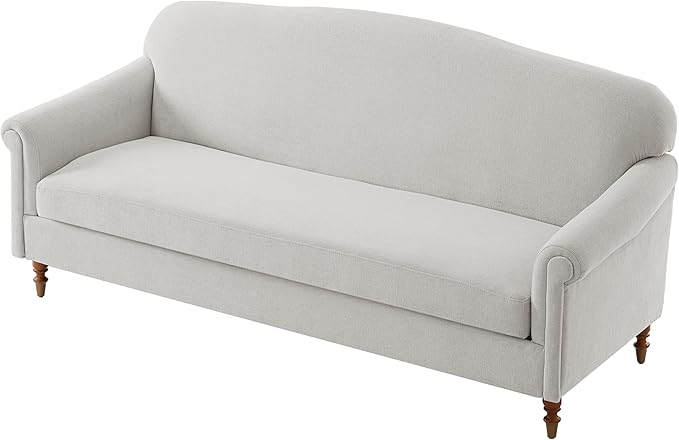 Christopher Knight Home Sola 77.5'' Modern Chenille Upholstered Loveseat Sofa with Rolled Armrest and Rubberwood Frame 2-Seater Home Sofa Living Room Comfy Couch for Hotel/Apartment Light Grey