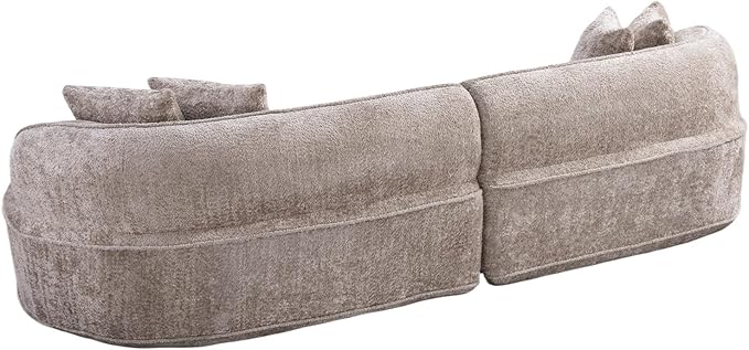 114-Inch Curved Boneless Sofa Couches Compressed 4-Seat Foam Couch for Living Room Bedroom Boneless Modular Cloud Sofa Curved Floor Couch with 4 Pillows No Assembly