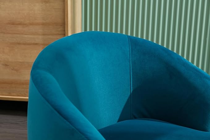 Swivel Barrel Accent Chair Velvet 360° Swivel Chair Small Leisure Chair Single Sofa Chair with Metal Swivel Base for Living Room Hotel Bedroom Office Coffee Shop (Teal + Velvet)