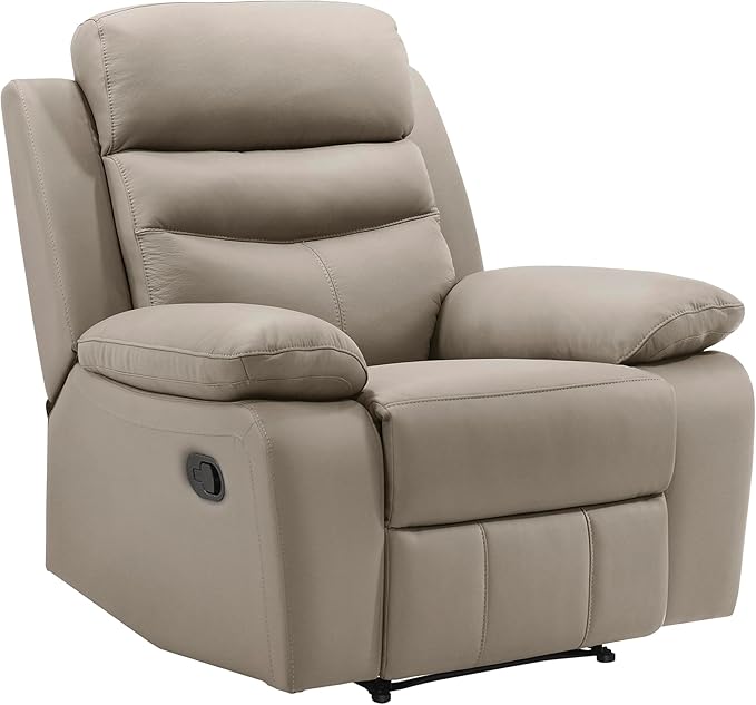 Lexicon 41 W Manual Reclining Chair Top Grain Leather Match Recliner Home Theater Seating Wall Hugger Recliner Manual Reclining Sofa Chair for Living Room/Office/Apartment Latte