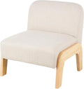 Deco 79 Polyester Living Room Accent Chair Square Boucle Side Chair with Brown Wooden Legs Corner Chair 27 x 28 x 29 Beige