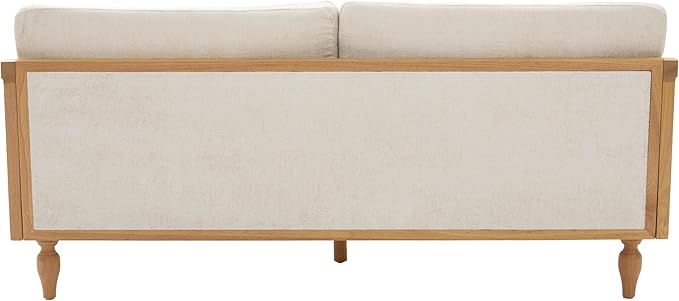 Christopher Knight Home Harper Mid-Century Loveseat Sofa Couch 2-Seater Lounge Sofa with Rattan Armrests and Wooden Legs Chenille Upholstered Couches for Living Room and Small Space Black
