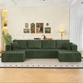 Cloud Couch U-Shaped Sectional Sofa 132.5'' Modular Boneless Couches for Living Room Corduroy Deep Seat Sofa with 2 Chaise Lounges and 1 Loveseat No Assembly Required (Green U Shape)