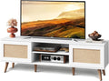 WLIVE TV Stand for 65 Inch TV 58 Boho Entertainment Center TV Stand for Living Room TV Console with 2 Storage Cabinets White