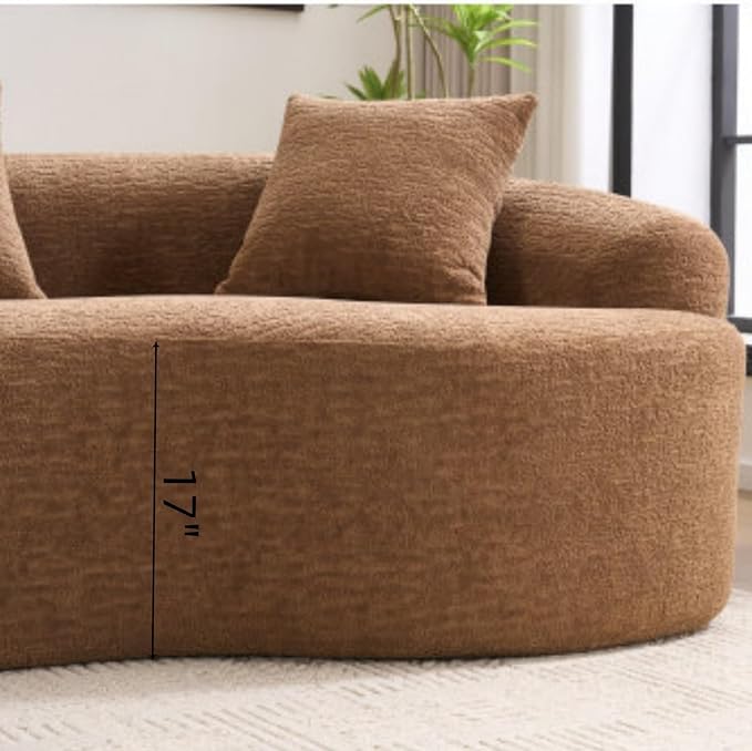 110 Curved Sectional Sofa with 4 SeaterCurved Sofa for Living RoomModern Sectional Couch Boneless SofaWood Grain Chenille Fabric No Installation Requirement