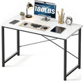 NEWBULIG 47.2” Computer Desk White Office Writing Desks Compact Study Table Student Bedroom Home Work PC Workstations with Metal Frame Wood Tabletop Small Spaces