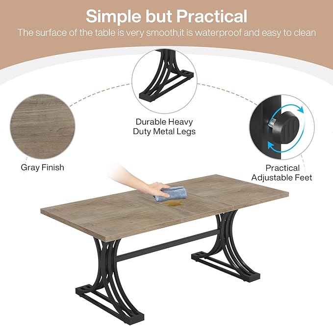 Tribesigns 63 Large Home Office Desks Modern Executive Desk Business Furniture Computer Desk Workstation with Stylish Metal Legs Easy Assembly (Gray and Black)