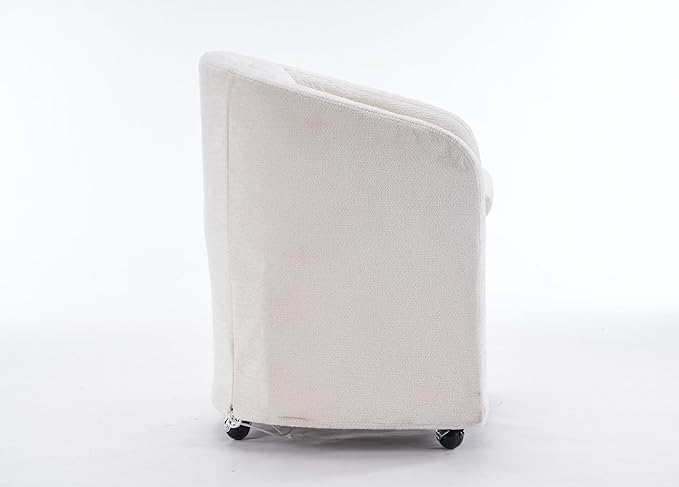 KEIKI Set of 1 Chenille Fabric Swivel Dining Chairs with Universal Wheels Ergonomic Backrest 250 lbs Capacity Easy Assembly for Small Spaces