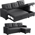 L Shaped Couch 4 in 1 Pull Out Sofa Bed Sleeper Sectional Sofa with Storage Convertible Sofa Bed 82in Chaise Lounge for Living Room Apartment Dorm