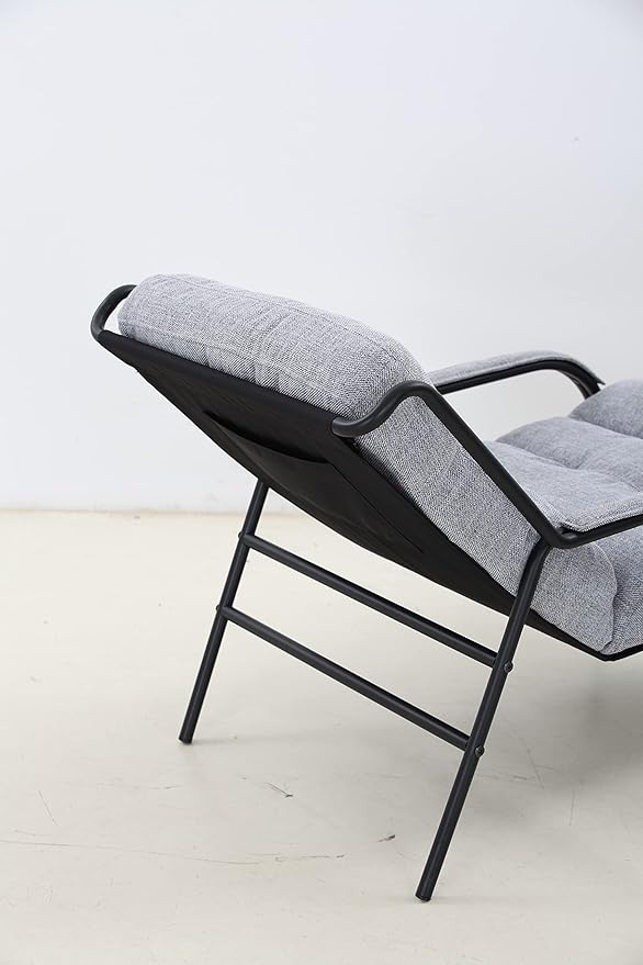 Lounge Recliner Chair Leisure Chair Studio Chairs Iron Arm Club Chair with Metal Legs Moveable Cushion for Living RoomGrey