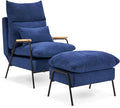 MCombo Accent Recliner Chair with Ottoman Modern Fabric Armchair Upholstered Sofa Bed for Living Room Bedroom Small Space 4055 (Black Frame Blue)