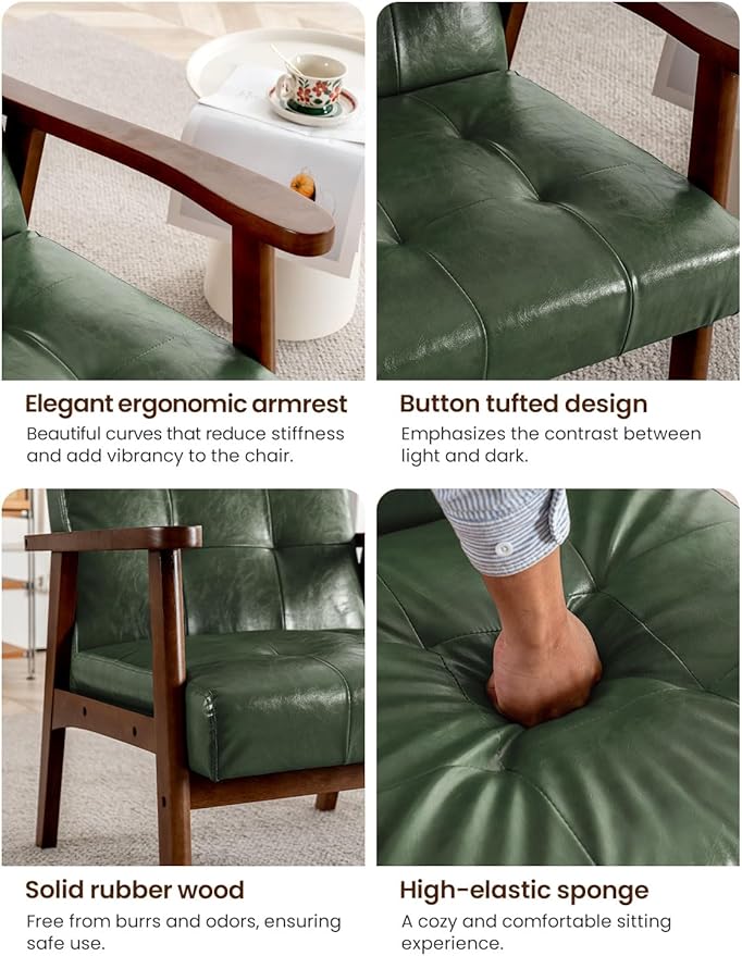 Mid Century Modern Accent Chairs for Living Room Comfy Bedroom Chairs for AdultsSmall Wide Reading Nook Arm Chair