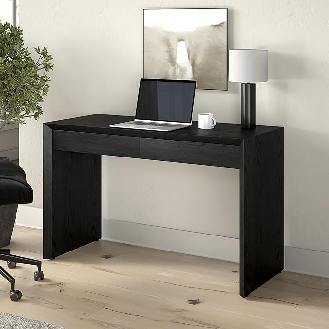 Henn&ampHart 48 Modern Rectangular Wooden Home Office Desk Computer Desk Writing Table with 2 Storage Drawers for Home Office Natural Black