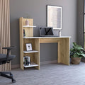 Writing Desk Four Shelves White &amp Pine: Modern Home Office Organizer