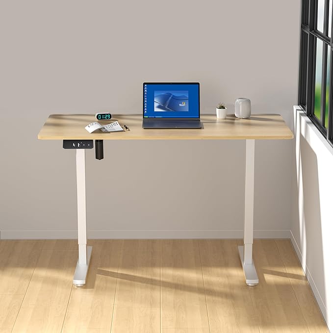 MSZ Electric Standing Desk 48x24 Inch with Memory Presets Adjustable Height Sit to Stand Computer Desk for Home Office &amp Gaming Maple